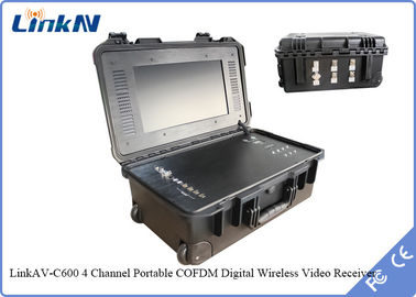 Приемник чемодана IP65 4-Channel COFDM видео- с чувствительностью 106dBm@2MHz шифрования батареи &amp; дисплея AES256 высокой