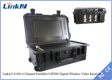 Тактический приемник IP65 чемодана COFDM видео- с шифрованием DC-12V батареи &amp; дисплея AES256